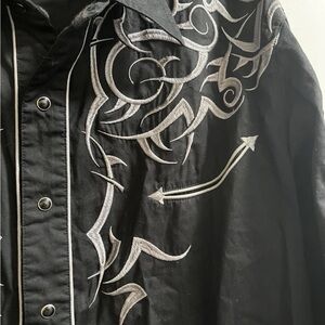 Black Embroidered Dress Shirt